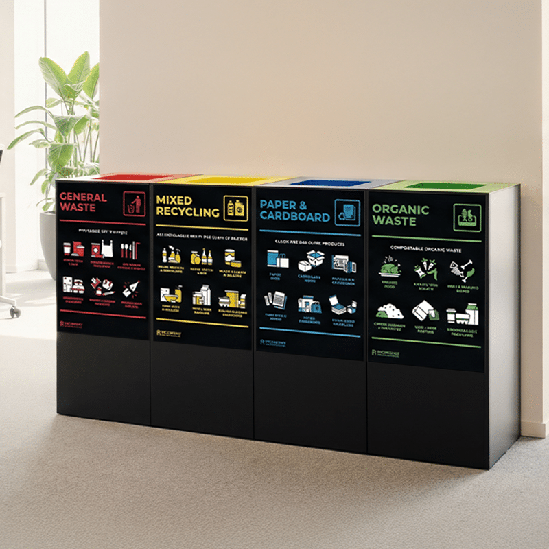 Waste Recycling Signage Set - General Waste, Recyling, Paper & Organic Waste (WRSSTICKSET3) - Image 3